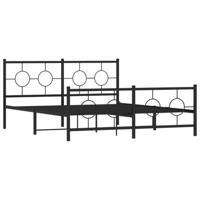 Bedframe met hoofd- en voeteneinde metaal zwart 150x200 cm - thumbnail
