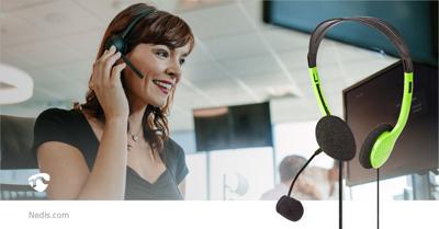 Nedis CHST100GN Pc-headset On-ear 2x 3,5 Mm Connectoren 2,0 M Groen - thumbnail