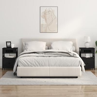 Nachtkastje 2 pcs Zwart eiken 40 x 31 x 60 cm Bewerkt hout