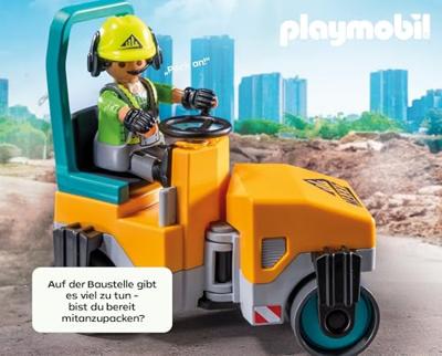 PLAYMOBIL 71751 Bouwvakkers met stoomwals en seingeving, Actiehelden, Bouw, 43 onderdelen, vanaf 4 jaar - thumbnail