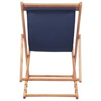 Strandstoel inklapbaar stof en houten frame blauw - thumbnail