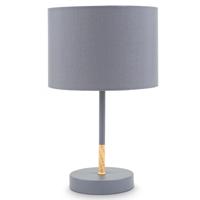 B.K.Licht - Grijze tafellamp - Metaal & stof - Met kap - Scandinavische bedlamp - Slaapkamer lamp - E27 fitting - Excl. lichtbron - thumbnail