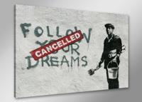 Schilderij - Banksy Dreams, Volg je dromen, Zwart-Wit/Rood, 80X60cm, 1luik - thumbnail