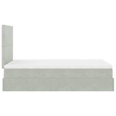 Ottoman bed met matrassen 140x190cm fluweel lichtgrijs