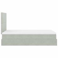 Ottoman bed met matrassen 140x190cm fluweel lichtgrijs - thumbnail