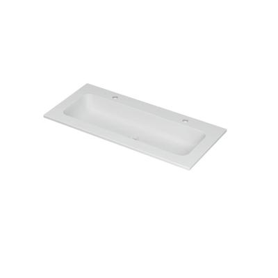 INK Aspekt Wastafel Porselein Centraal met 2 Kraangaten - 1000x450x15 mm - Mat Wit