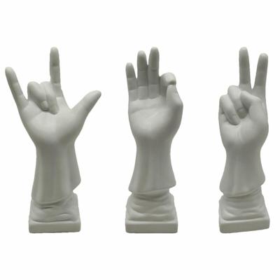 Decoratieve figuren DKD Home Decor Wit Hand 7 x 7 x 25 cm (3 Stuks)