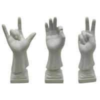 Decoratieve figuren DKD Home Decor Wit Hand 7 x 7 x 25 cm (3 Stuks) - thumbnail