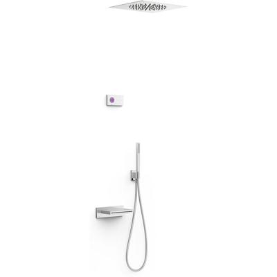 Regendouche set electronisch Tres Shower Technology | Inbouw | Thermostaatkraan | 3-weg | Vierkant | Chroom