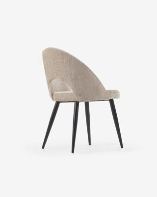 Kave Home Eetkamerstoel 'Mael' Chenille, kleur Beige