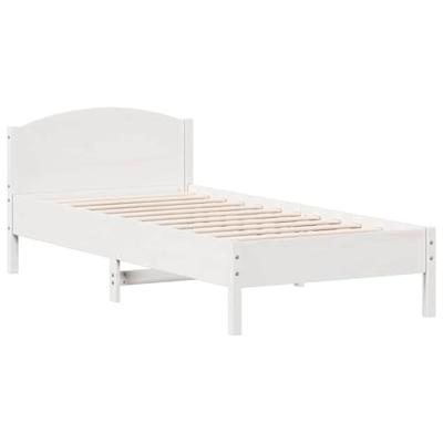 Bedframe zonder matras massief grenenhout wit 75x190 cm