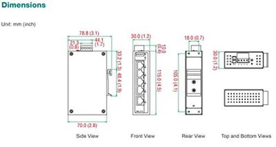 MOXA eds-205 a Unmanaged VB Network Switch Network Switches Netwerken (Unmanaged VB Network Switch, Full Duplex)