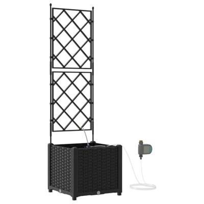 VidaXL Tuin bloempot zwart 40 x 40 x 142 cm staal