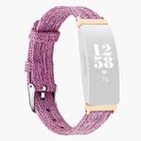 By Qubix - Compatible met Fitbit Inspire 1 / HR/Ace 2 Canvas nylon bandje - Maat: Large - Paars - Compatible fitbit bandje - thumbnail