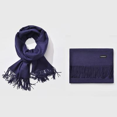 Herfst- en winterseizoen klassieke effen kleur imitatie kasjmier sjaal grootte: 60 * 200cm(Navy)