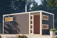 Karibu | Hygge Buitensauna Terragrijs | Houtkachel - thumbnail