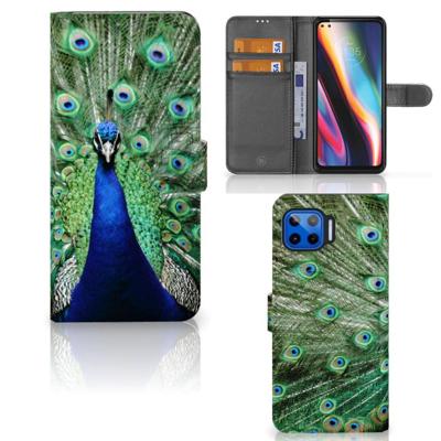 Motorola Moto G 5G Plus | Telefoonhoesje | Met pasjeshouder | Pauw