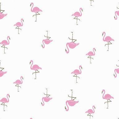 Cadeaupapier - Geschenkpapier - Flamingos at ease on white 50 cm