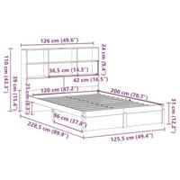 Bed met boekenkast zonder matras massief grenenhout 120x200 cm - thumbnail