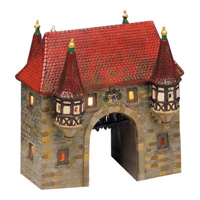 Windlicht stadspoort van porselein met verlichting, B18 x D7 x H19 cm