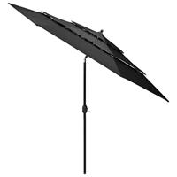 Parasol 3-laags met aluminium paal 3 m antracietkleurig - thumbnail