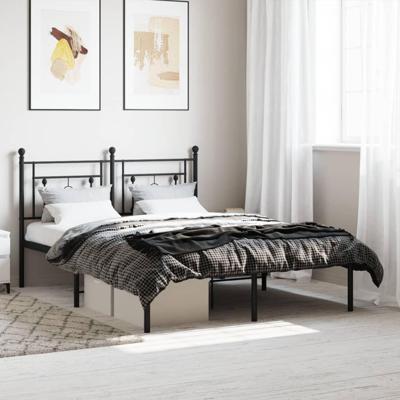 Bedframe met hoofdbord metaal zwart 140x190 cm