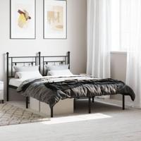 Bedframe met hoofdbord metaal zwart 140x190 cm - thumbnail