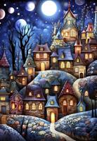 Village Under The Moon Puzzel 1000 stukjes - thumbnail