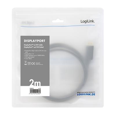 LogiLink CV0130 kabeladapter/verloopstukje DisplayPort DVI Zwart LogiLink CV0130 kabeladapter/verloopstukje DisplayPort DVI Zwart