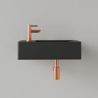 Fontein Gliss Design Freya Solid Marble 40x22x10 cm Met Kraangat Links Mat Zwart Gliss Design - thumbnail