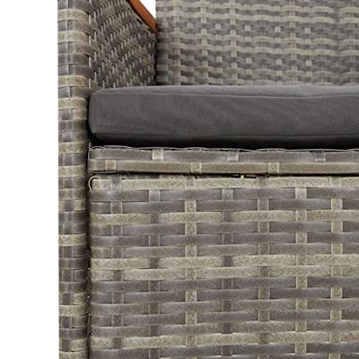 Tuinstoelen 4 st met kussens poly rattan grijs - thumbnail