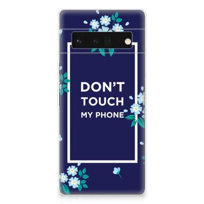 Google Pixel 6 Pro Silicone-hoesje Flowers Blue DTMP Google Pixel 6 Pro Silicone-hoesje Flowers Blue DTMP