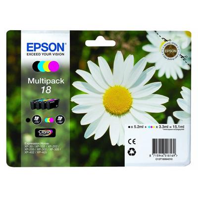 Epson Inktcartridge 18 Origineel Combipack Zwart, Cyaan, Magenta, Geel C13T18064012