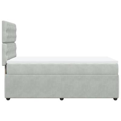 Boxspring met matras fluweel lichtgrijs 100x200 cm