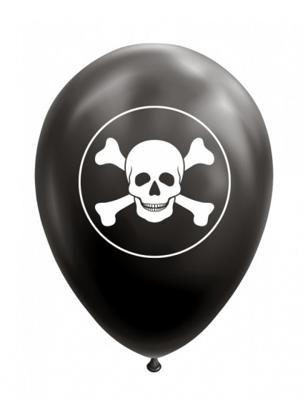 Ballonnen Zwart Doodskop Pirate (8st)