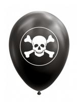 Ballonnen Zwart Doodskop Pirate (8st) - thumbnail
