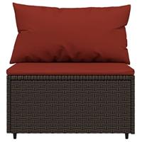 3-delige Loungeset met kussens poly rattan bruin - thumbnail