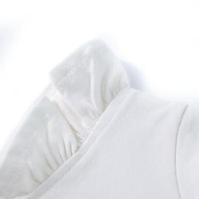 Kindershirt met ruches aan de mouwen glitterprint 128 ecru