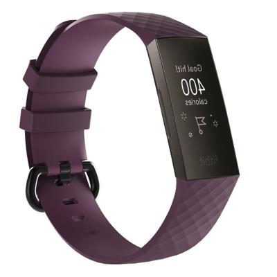 Diamond patroon siliconen polsband horlogeband voor Fitbit charge 3 (donker paars) Diamond patroon siliconen polsband horlogeband voor Fitbit charge 3 (donker paars)