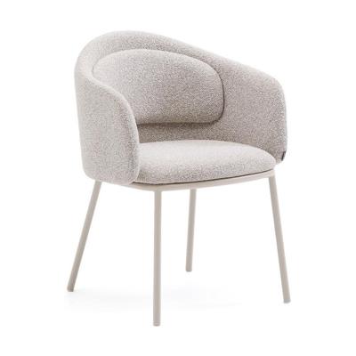 Kave Home Eetkamerstoel 'Minda' Grove Chenille, kleur Beige Kave Home Eetkamerstoel 'Minda' Grove Chenille, kleur Beige