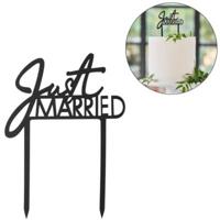 Ginger Ray taarttopper just married zwart 16,5 cm | 20 stuks - thumbnail