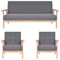 3-delig Bankstel stof donkergrijs - thumbnail