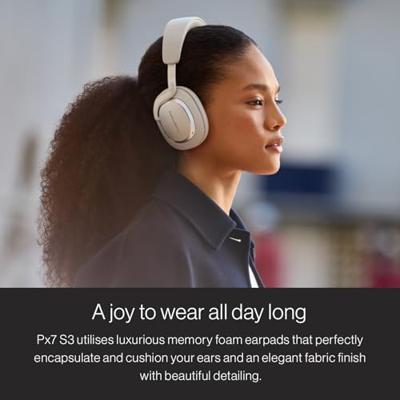 Bowers & Wilkins Px7 S3 Draadloze Over-Ear Hoofdtelefoon, Geavanceerde Ruisonderdrukking, 24-bit DSP, aptX Lossless, 30 Uur Afspelen, 8 Microfoons, Snelladen - IJs blauw