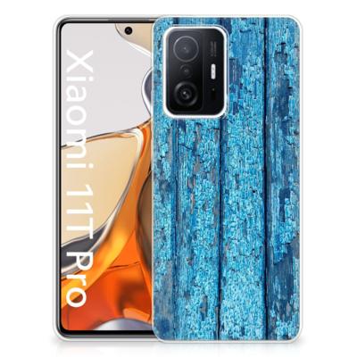 Xiaomi 11T | 11T Pro | Bumper Hoesje | Wood Blue Xiaomi 11T | 11T Pro | Bumper Hoesje | Wood Blue