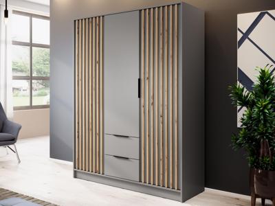 Kledingkast MELINDA 3 deuren 2 lades grijs