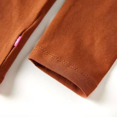 Kindershirt met lange mouwen hertenprint 116 cognackleurig