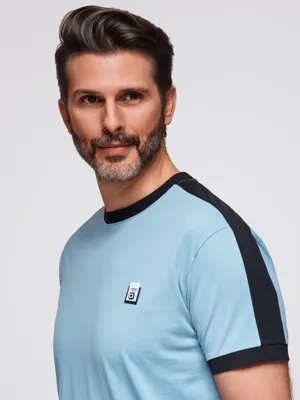 Ombre - T-Shirt Heren - Lichtblauw - met bies