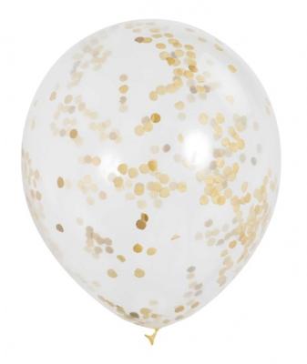 Haza Witbaard confetti ballonnen goud, 6st.