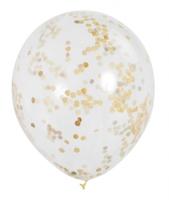 Haza Witbaard confetti ballonnen goud, 6st. - thumbnail