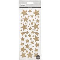 Creativ Company Glitterstickers, sterren, vel 10x24 cm, ca. 110 stuk, goud, 2 vel/ 1 doos - thumbnail